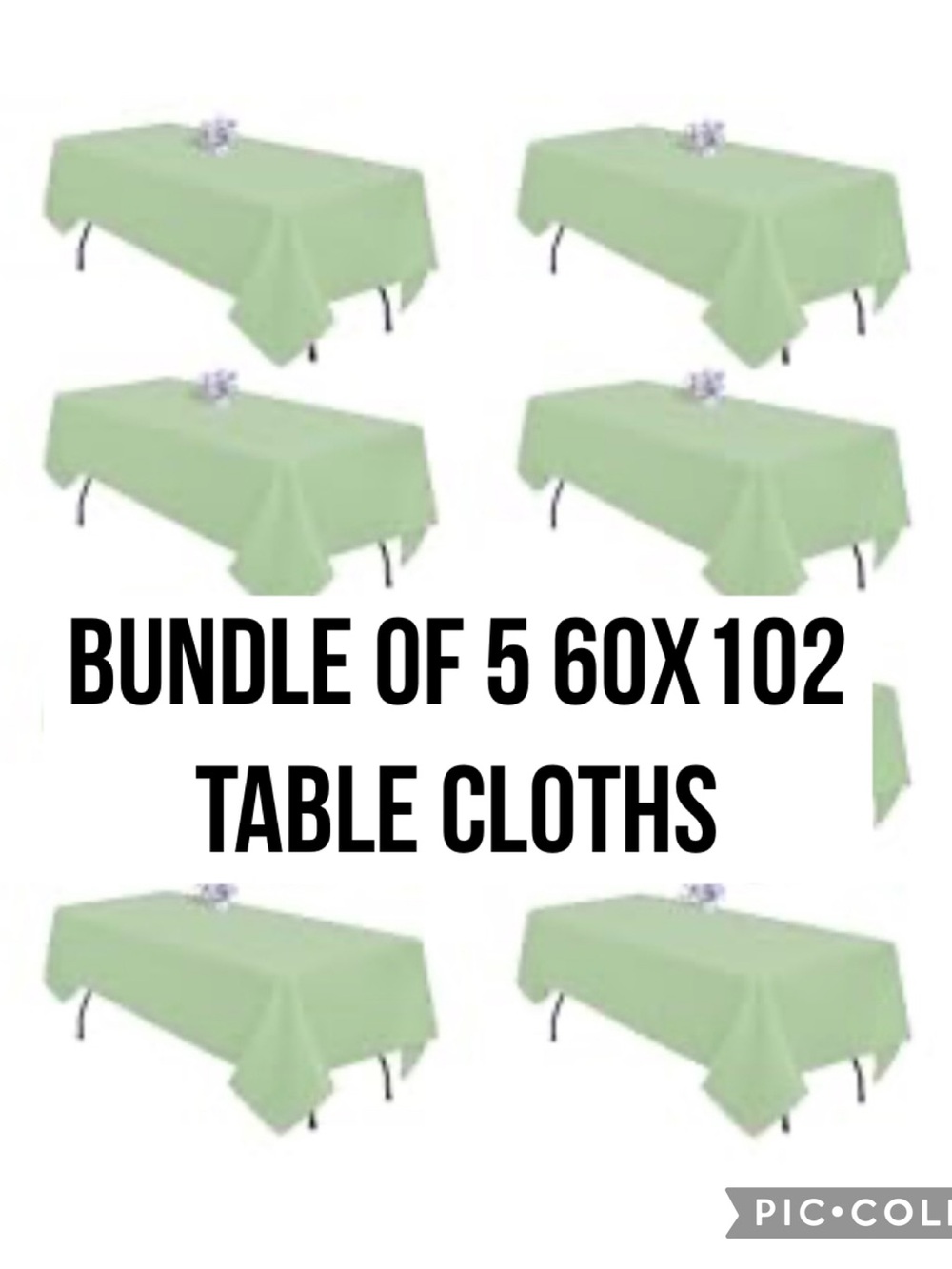 Pack of 5 Light Green Tablecloths - Home Dining